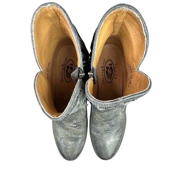 Sterling River SR6000 Cowgirl Boots Fringe Distressed Black Leather Sz 10 - Picture 9 of 16